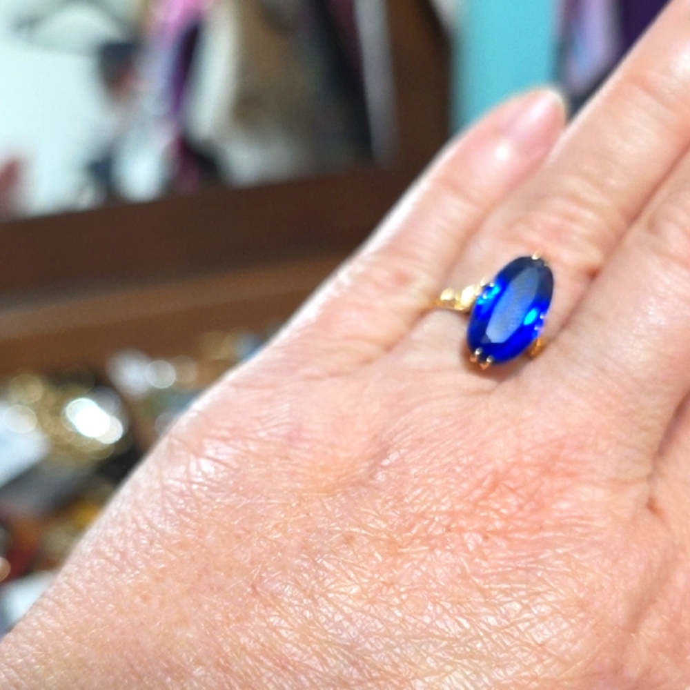 Antique 18K Ring With Blue Stone